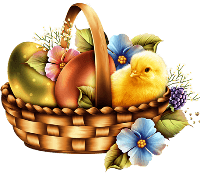easter basket with eggs